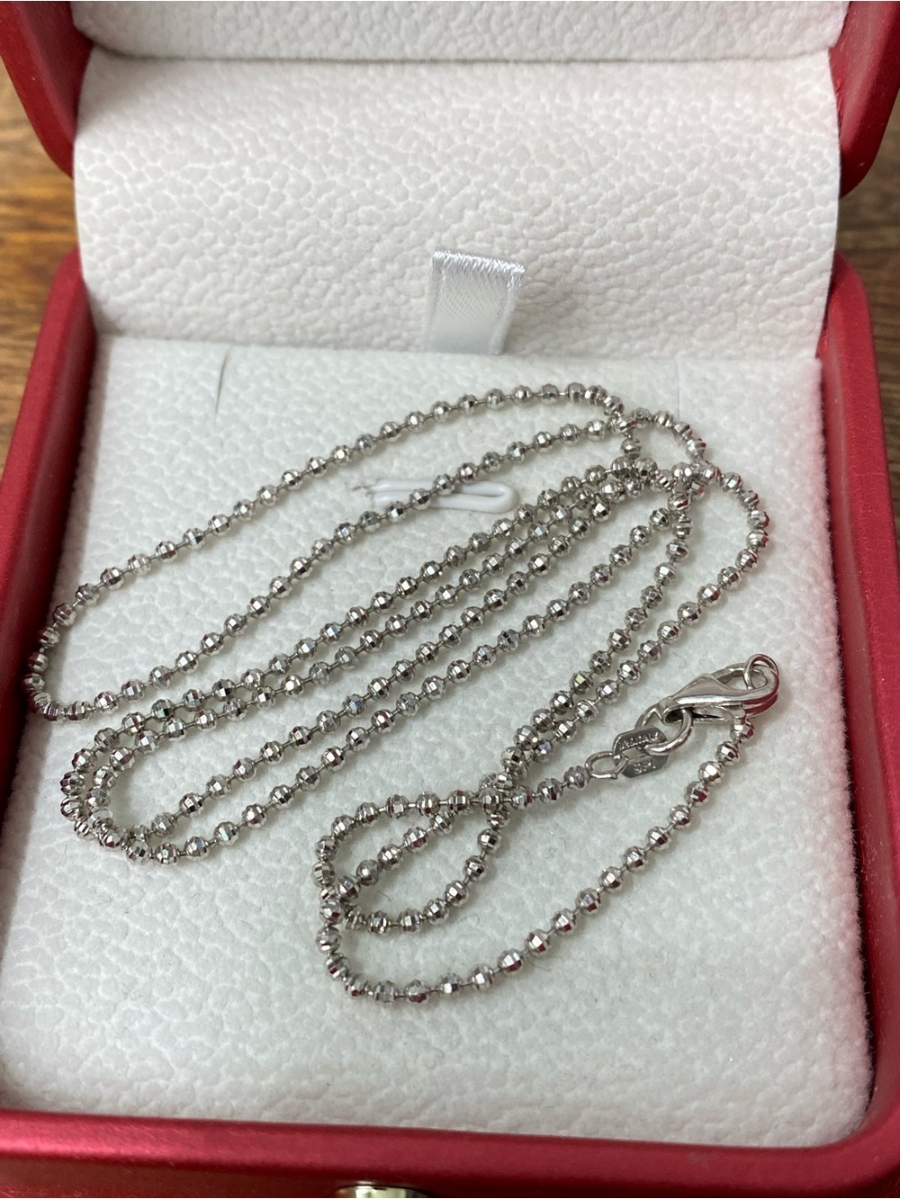 925 Sterling Silver Diamond Cut Round Bead Chain